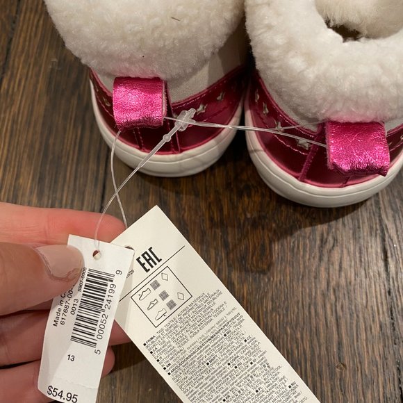 NWT GAP LINED WHITE PINK KIDS SNEAKERS Size 13 - Picture 5 of 5